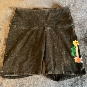 PINK Victoria's Secret Black Bike Shorts with Floral Accent